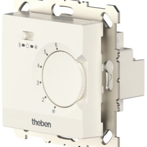Elektronischer UP-Raumthermostat, Temperaturregelung über Stellrad, externe Temperaturabsenkung möglich, Schalter Ein/Aus/Kühlen Theben 7480300