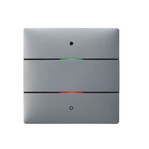 LUXORliving-Tastsensor mit 2 Tasten und 2 Status-LEDs, integrierter Temperatursensor, Farbe silber Theben 4802412