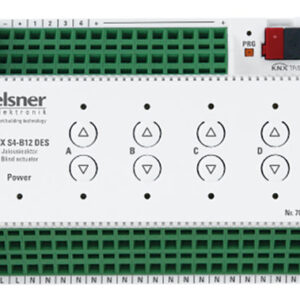 KNX-Aktor mit integrierter Fassadensteuerung für Antriebe von Raffstoren. 4 Ausgänge 230 V AC, für Antriebe mit 3 Endschaltern. Mit 12 Digital-Eingängen Elsner 70535